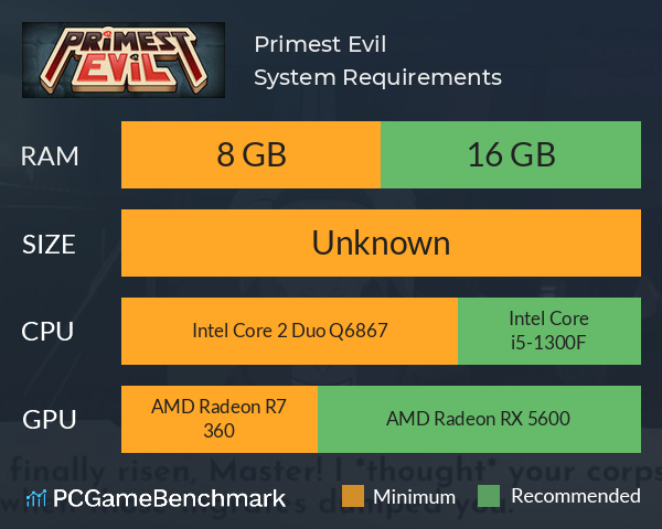 Primest Evil System Requirements PC Graph - Can I Run Primest Evil