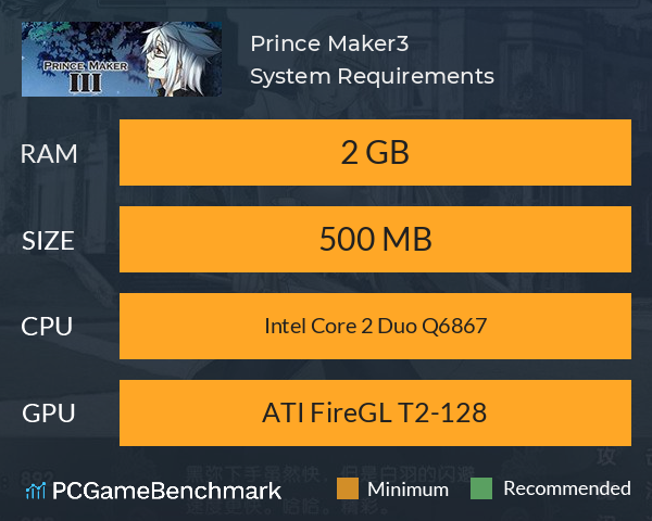 Prince Maker美少年梦工厂3：重生 System Requirements PC Graph - Can I Run Prince Maker美少年梦工厂3：重生