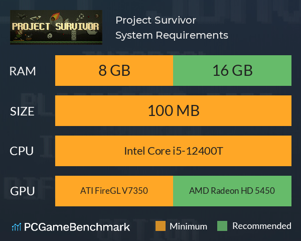 Project Survivor System Requirements PC Graph - Can I Run Project Survivor