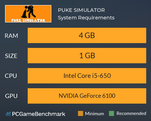 PUKE SIMULATOR System Requirements PC Graph - Can I Run PUKE SIMULATOR