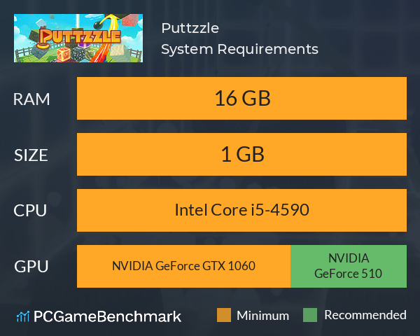 Puttzzle System Requirements PC Graph - Can I Run Puttzzle