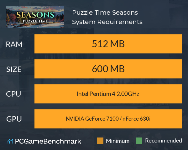 Puzzle Time: Seasons System Requirements PC Graph - Can I Run Puzzle Time: Seasons