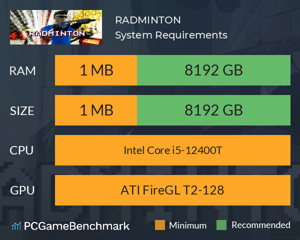 RADMINTON System Requirements PC Graph - Can I Run RADMINTON