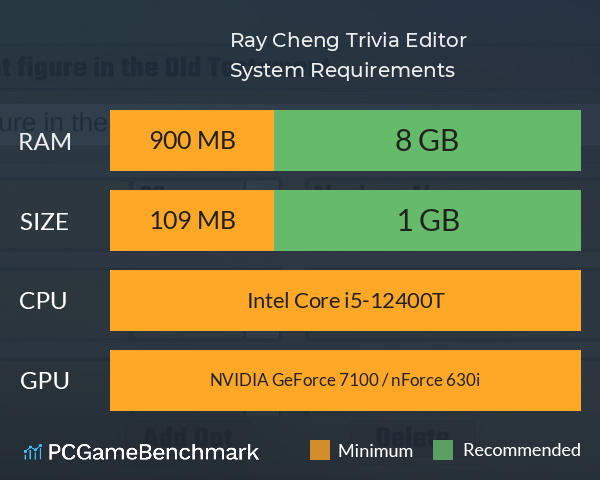 Ray Cheng Trivia Editor System Requirements PC Graph - Can I Run Ray Cheng Trivia Editor