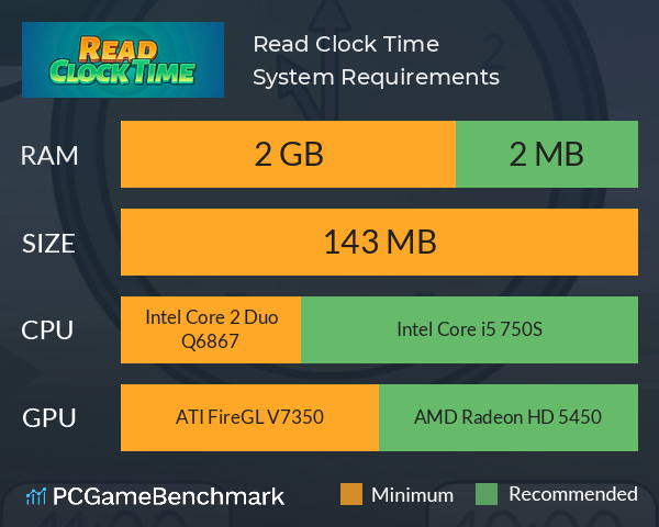 Read Clock Time System Requirements PC Graph - Can I Run Read Clock Time