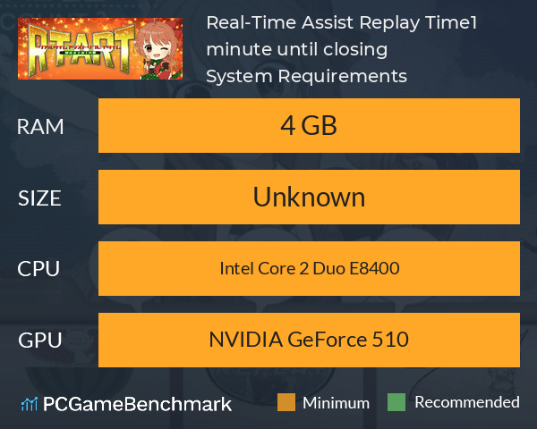 Real-Time Assist Replay Time　～1 minute until closing～ System Requirements PC Graph - Can I Run Real-Time Assist Replay Time　～1 minute until closing～