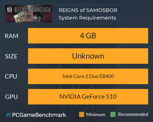 REIGNS of SAMOSBOR System Requirements PC Graph - Can I Run REIGNS of SAMOSBOR