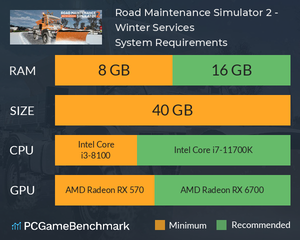 Road Maintenance Simulator 2 - Winter Services System Requirements PC Graph - Can I Run Road Maintenance Simulator 2 - Winter Services