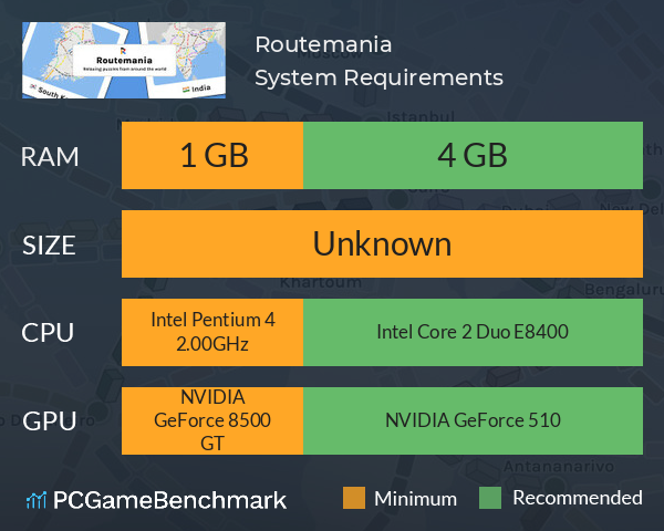 Routemania System Requirements PC Graph - Can I Run Routemania