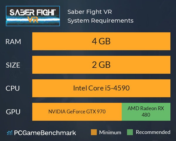 Saber Fight VR System Requirements PC Graph - Can I Run Saber Fight VR