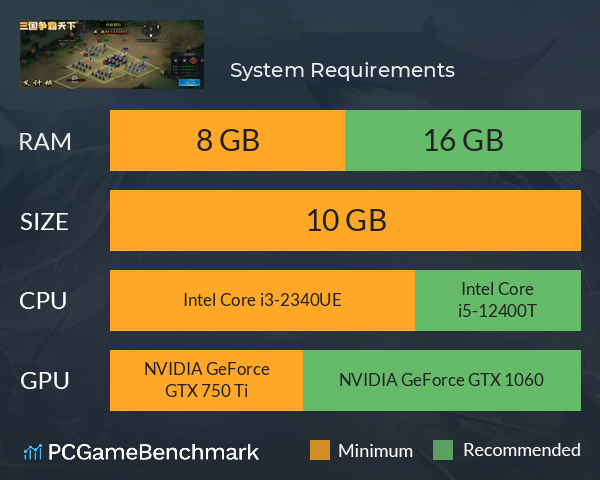 三国争霸天下 System Requirements PC Graph - Can I Run 三国争霸天下