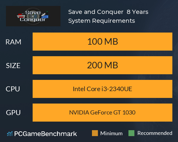 Save and Conquer : 8 Years System Requirements PC Graph - Can I Run Save and Conquer : 8 Years