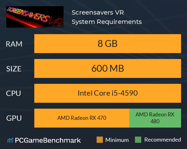 Screensavers VR System Requirements PC Graph - Can I Run Screensavers VR