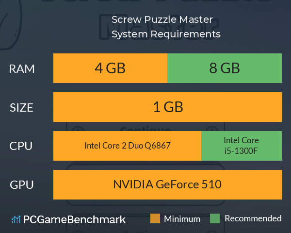 Screw Puzzle Master System Requirements PC Graph - Can I Run Screw Puzzle Master