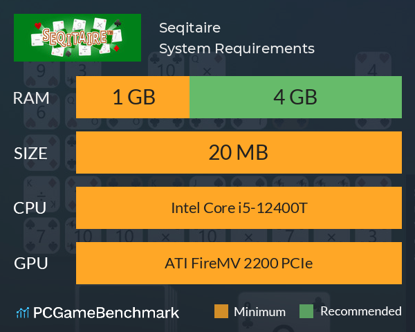 Seqitaire System Requirements PC Graph - Can I Run Seqitaire