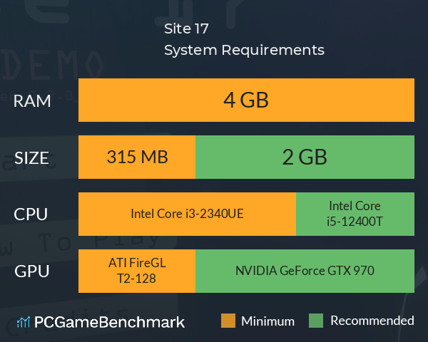 Site 17 System Requirements PC Graph - Can I Run Site 17