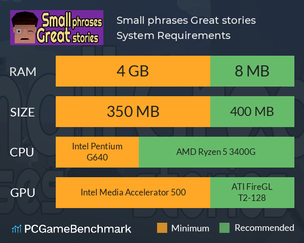 Small phrases Great stories System Requirements PC Graph - Can I Run Small phrases Great stories