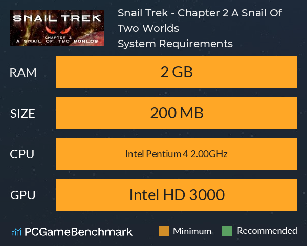 Snail Trek - Chapter 2: A Snail Of Two Worlds System Requirements PC Graph - Can I Run Snail Trek - Chapter 2: A Snail Of Two Worlds