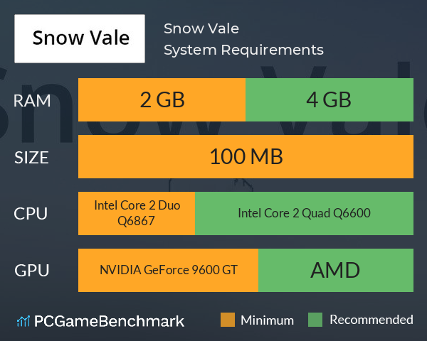 Snow Vale System Requirements PC Graph - Can I Run Snow Vale