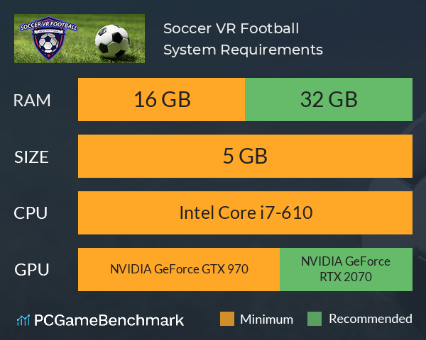 Soccer VR Football System Requirements PC Graph - Can I Run Soccer VR Football