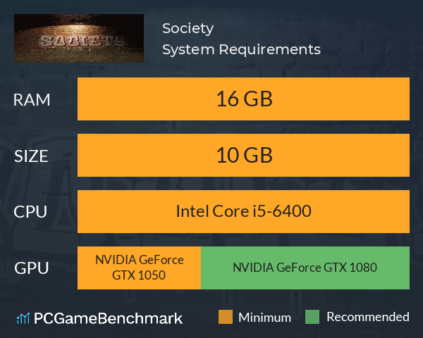 Society System Requirements PC Graph - Can I Run Society