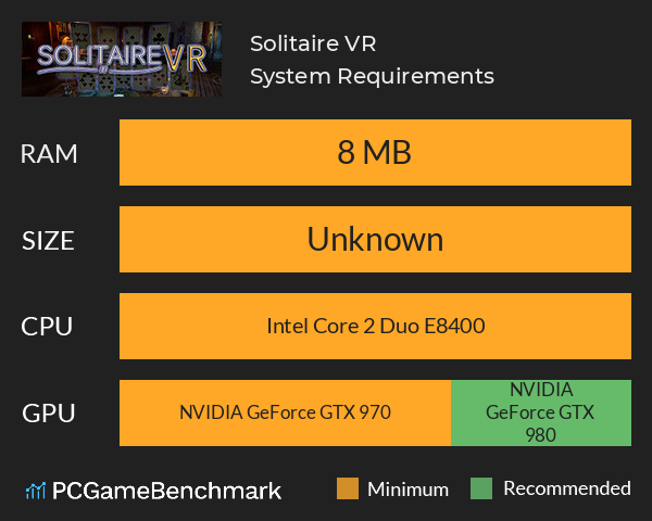 Solitaire VR System Requirements PC Graph - Can I Run Solitaire VR