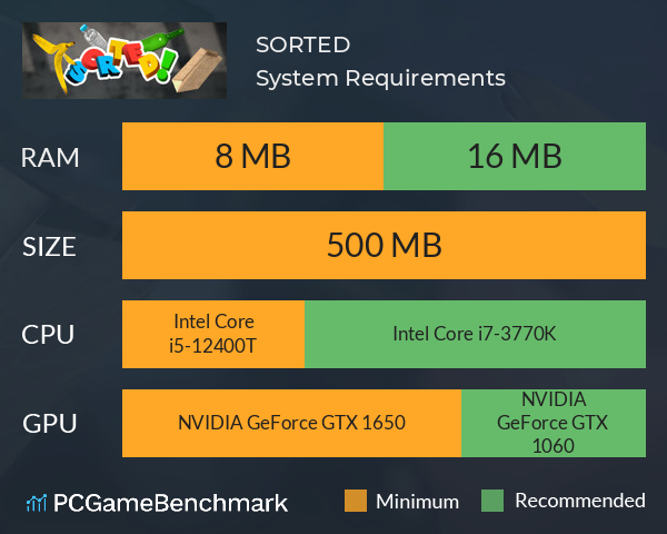 SORTED! System Requirements PC Graph - Can I Run SORTED!