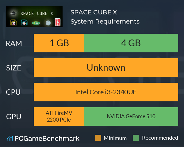 SPACE CUBE X System Requirements PC Graph - Can I Run SPACE CUBE X