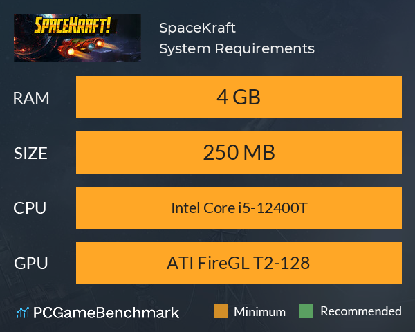 SpaceKraft! System Requirements PC Graph - Can I Run SpaceKraft!