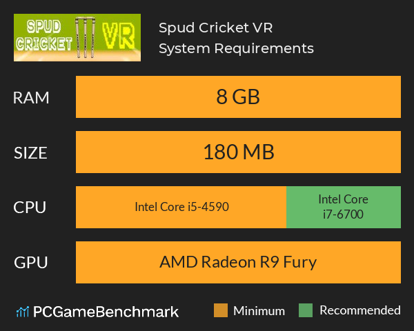 Spud Cricket VR System Requirements PC Graph - Can I Run Spud Cricket VR