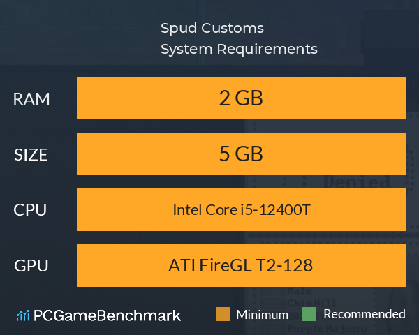 Spud Customs System Requirements PC Graph - Can I Run Spud Customs