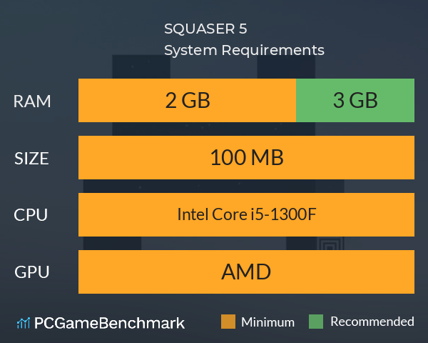 SQUASER 5 System Requirements PC Graph - Can I Run SQUASER 5