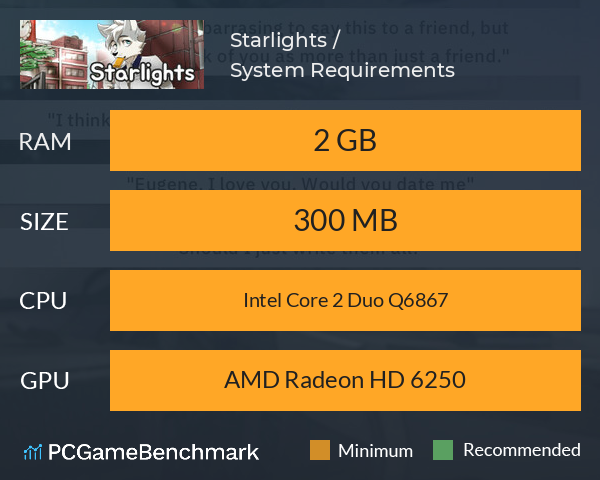 Starlights / 별빛 아래 System Requirements PC Graph - Can I Run Starlights / 별빛 아래