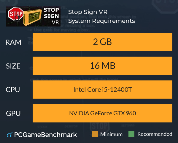 Stop Sign VR System Requirements PC Graph - Can I Run Stop Sign VR