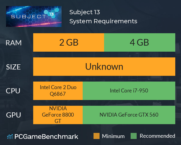 Subject 13 System Requirements PC Graph - Can I Run Subject 13