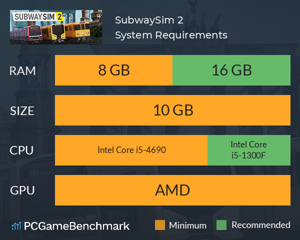 SubwaySim 2 System Requirements PC Graph - Can I Run SubwaySim 2