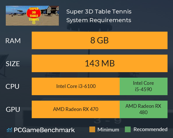 Super 3D Table Tennis System Requirements PC Graph - Can I Run Super 3D Table Tennis