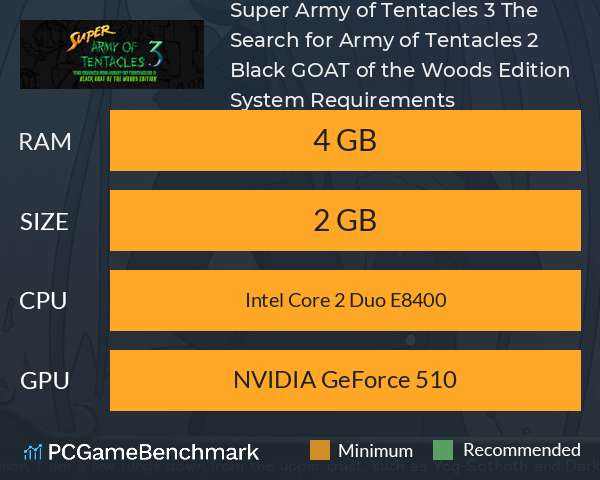 Super Army of Tentacles 3: The Search for Army of Tentacles 2: Black GOAT of the Woods Edition System Requirements PC Graph - Can I Run Super Army of Tentacles 3: The Search for Army of Tentacles 2: Black GOAT of the Woods Edition