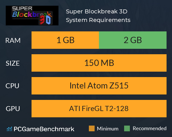 Super Blockbreak 3D System Requirements PC Graph - Can I Run Super Blockbreak 3D