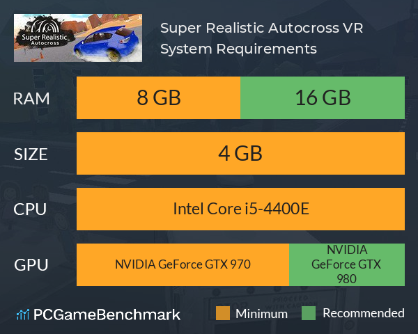 Super Realistic Autocross VR System Requirements PC Graph - Can I Run Super Realistic Autocross VR