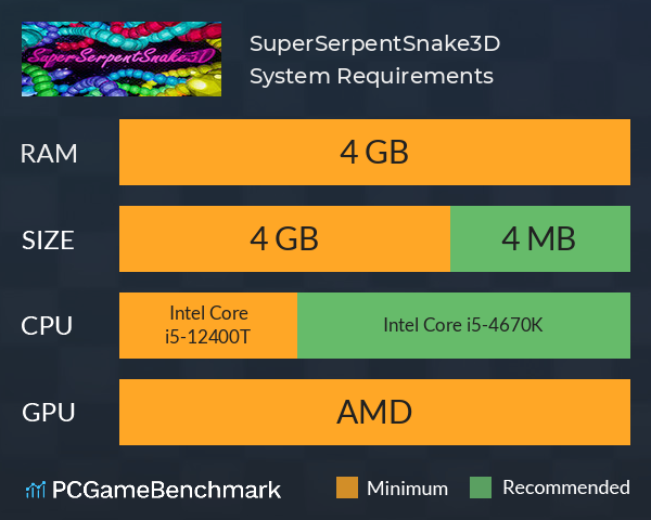 SuperSerpentSnake3D System Requirements PC Graph - Can I Run SuperSerpentSnake3D