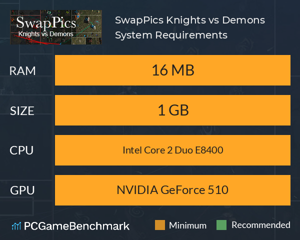 SwapPics: Knights vs Demons System Requirements PC Graph - Can I Run SwapPics: Knights vs Demons