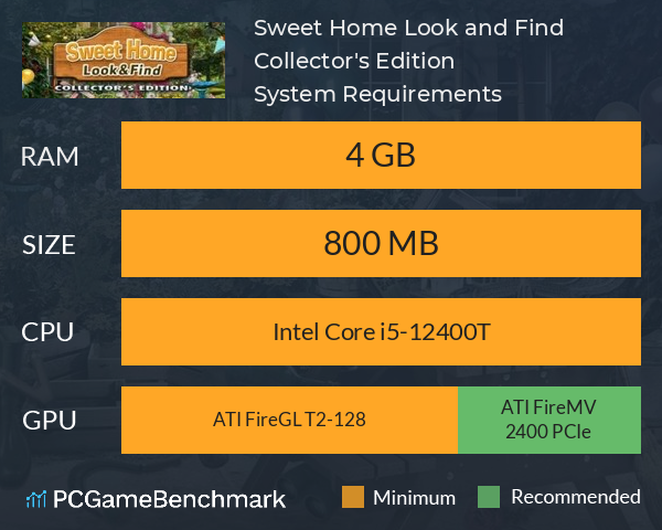 Sweet Home: Look and Find Collector's Edition System Requirements PC Graph - Can I Run Sweet Home: Look and Find Collector's Edition