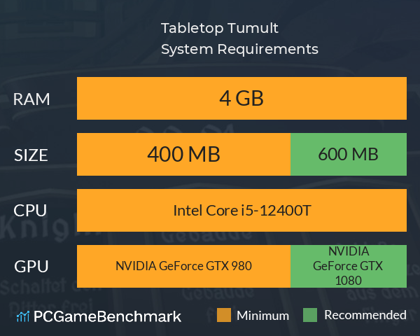 Tabletop Tumult System Requirements PC Graph - Can I Run Tabletop Tumult