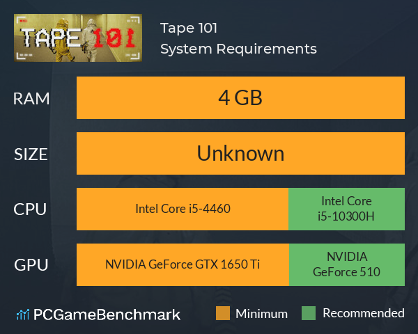 Tape 101 System Requirements PC Graph - Can I Run Tape 101