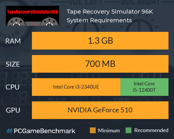 Tape Recovery Simulator 96K System Requirements PC Graph - Can I Run Tape Recovery Simulator 96K