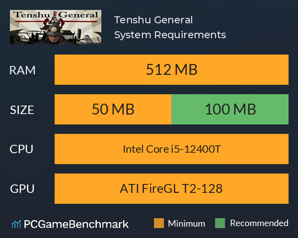 Tenshu General System Requirements PC Graph - Can I Run Tenshu General