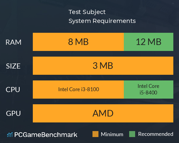 Test Subject System Requirements PC Graph - Can I Run Test Subject