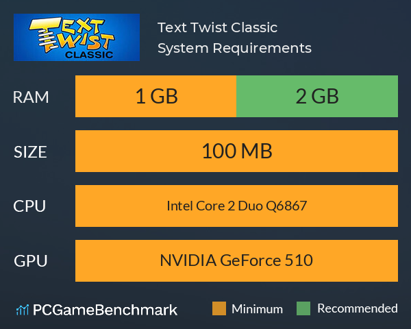 Text Twist Classic System Requirements PC Graph - Can I Run Text Twist Classic