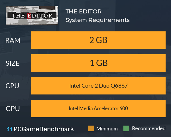 THE EDITOR System Requirements PC Graph - Can I Run THE EDITOR